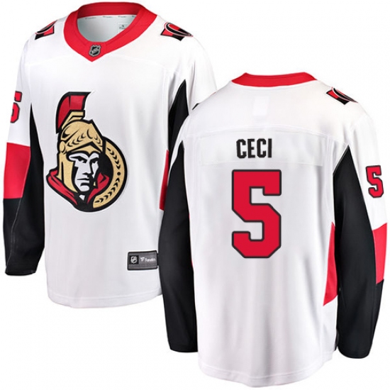 Men's Ottawa Senators 5 Cody Ceci Fanatics Branded White Away Breakaway NHL Jersey
