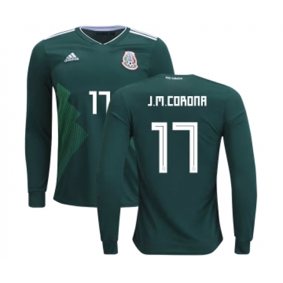 Mexico 17 J.M.Corona Home Long Sleeves Kid Soccer Country Jersey