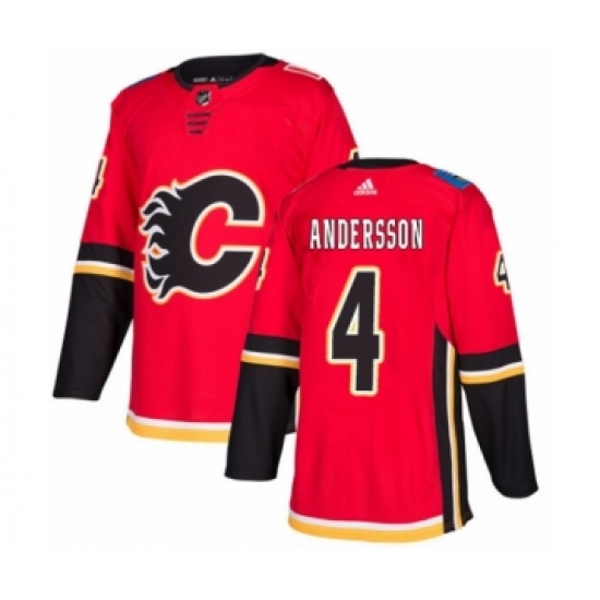 Men's Adidas Calgary Flames 4 Rasmus Andersson Premier Red Home NHL Jersey