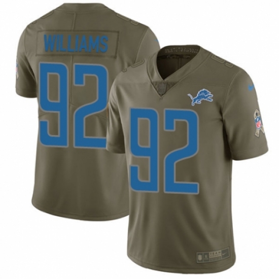 Men's Nike Detroit Lions 92 Sylvester Williams Limited Olive 2017 Salute to Service NFL Jersey