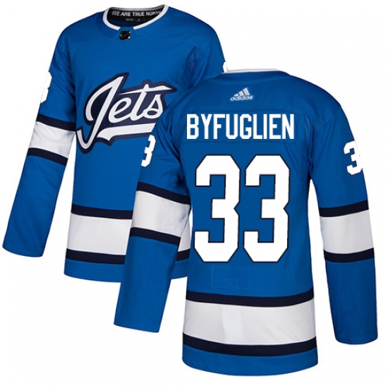Men's Adidas Winnipeg Jets 33 Dustin Byfuglien Authentic Blue Alternate NHL Jersey