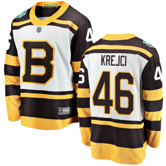 Youth Boston Bruins 46 David Krejci White 2019 Winter Classic Fanatics Branded Breakaway NHL Jersey
