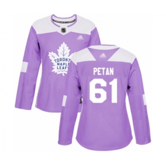 Women's Toronto Maple Leafs 61 Nic Petan Authentic Purple Fights Cancer Practice Hockey Jersey