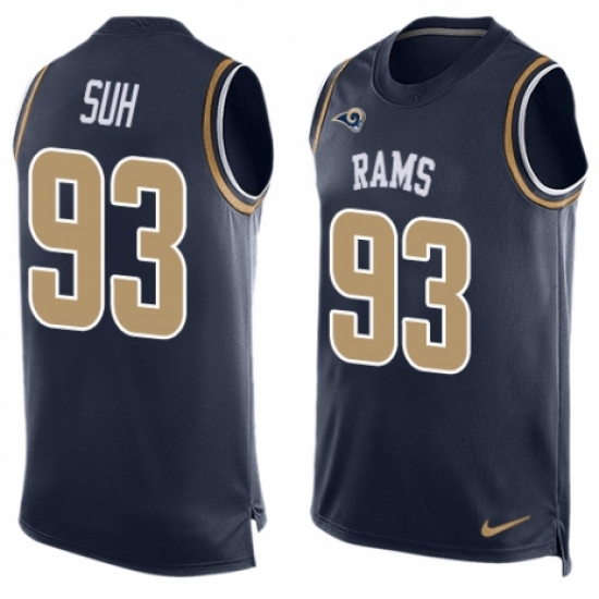 Men's Nike Los Angeles Rams 93 Ndamukong Suh Limited Navy Blue Player Name & Number Tank Top NFL Jersey