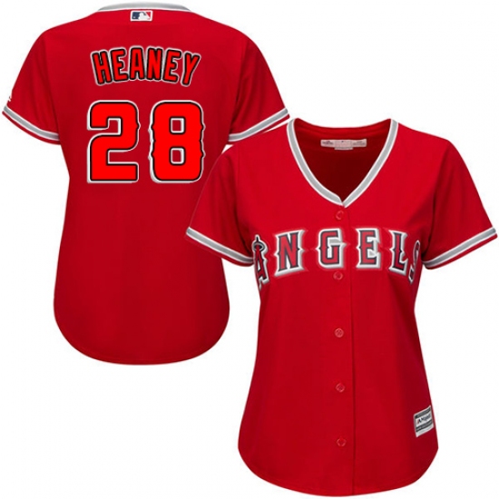 Women's Majestic Los Angeles Angels of Anaheim 28 Andrew Heaney Replica Red Alternate MLB Jersey