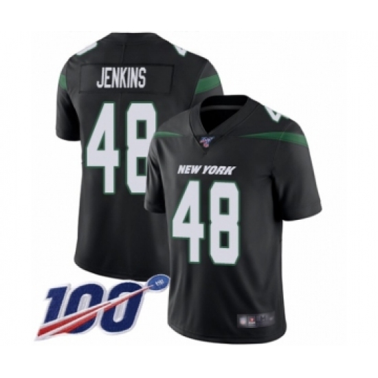 Men's New York Jets 48 Jordan Jenkins Black Alternate Vapor Untouchable Limited Player 100th Season Football Jersey