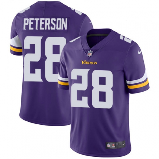 Men's Nike Minnesota Vikings 28 Adrian Peterson Purple Team Color Vapor Untouchable Limited Player NFL Jersey