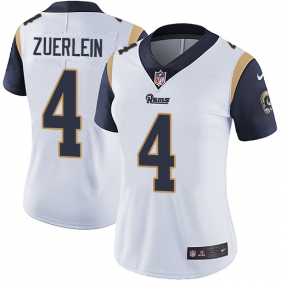 Women's Nike Los Angeles Rams 4 Greg Zuerlein White Vapor Untouchable Limited Player NFL Jersey