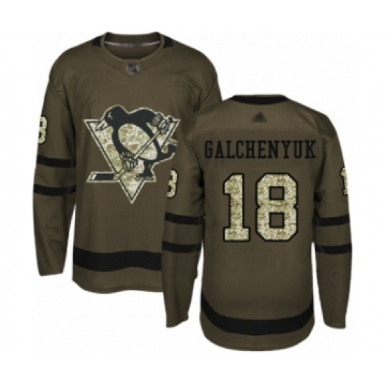 Youth Pittsburgh Penguins 18 Alex Galchenyuk Authentic Green Salute to Service Hockey Jersey