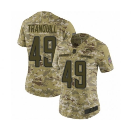 Women's Los Angeles Chargers 49 Drue Tranquill Limited Camo 2018 Salute to Service Football Jersey