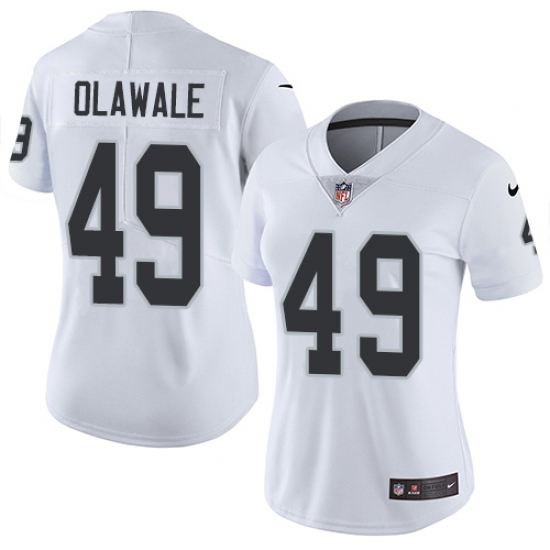 Women's Nike Oakland Raiders 49 Jamize Olawale Elite White NFL Jersey