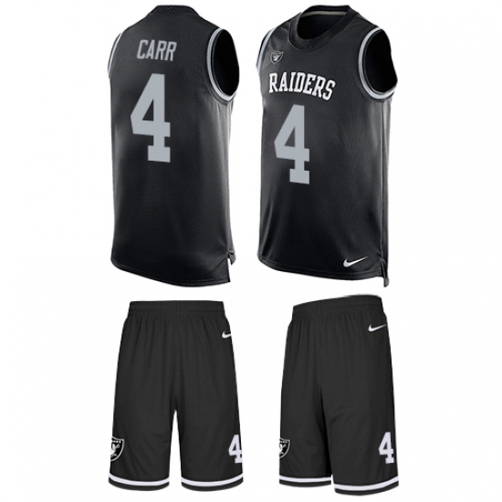 Men's Nike Oakland Raiders 4 Derek Carr Limited Black Tank Top Suit NFL Jersey
