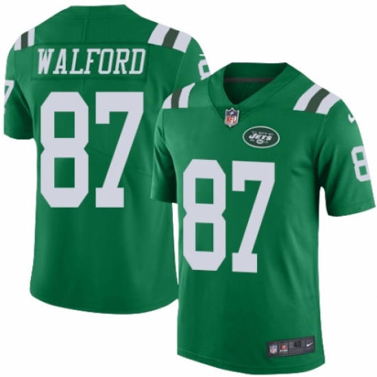 Men's Nike New York Jets 87 Clive Walford Elite Green Rush Vapor Untouchable NFL Jersey