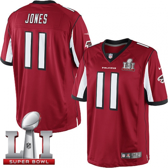 Men's Nike Atlanta Falcons 11 Julio Jones Red Team Color Super Bowl LI 51 Vapor Untouchable Limited Player NFL Jersey