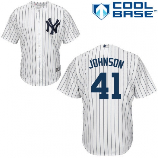 Youth Majestic New York Yankees 41 Randy Johnson Authentic White Home MLB Jersey