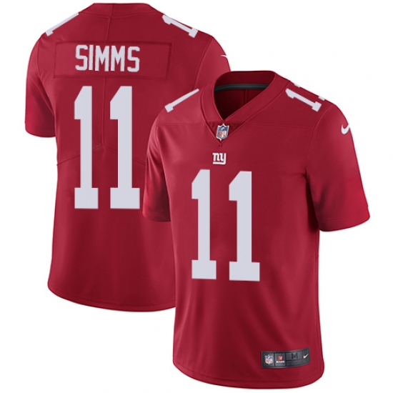 Men's Nike New York Giants 11 Phil Simms Red Alternate Vapor Untouchable Limited Player NFL Jersey