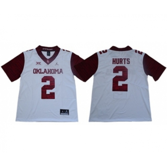 Sooners 2 Jalen Hurts White Jordan Brand Limited New XII Stitched College Jersey