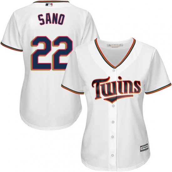 Women's Majestic Minnesota Twins 22 Miguel Sano Authentic White Home Cool Base MLB Jersey