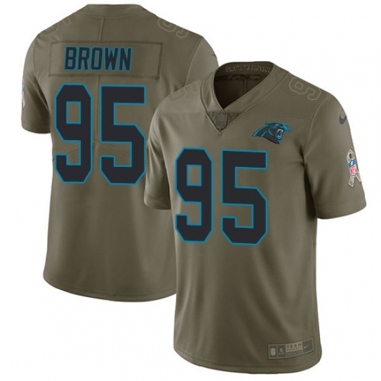 Youth Carolina Panthers 95 Derrick Brown Olive Stitched NFL Limited 2017 Salute To Service Jersey