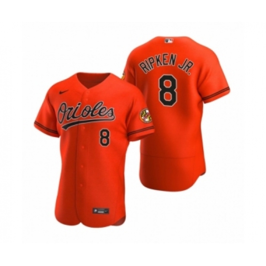 Men's Baltimore Orioles 8 Cal Ripken Jr. Nike Orange Authentic 2020 Alternate Jersey