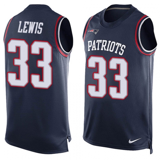 Men's Nike New England Patriots 33 Dion Lewis Limited Navy Blue Player Name & Number Tank Top NFL Jersey