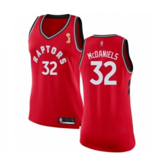 Women's Toronto Raptors 32 KJ McDaniels Swingman Red 2019 Basketball Finals Champions Jersey - Icon Edition