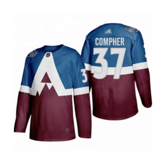 Men's Colorado Avalanche 37 J.T. Compher Authentic Burgundy Blue 2020 Stadium Series Hockey Jersey