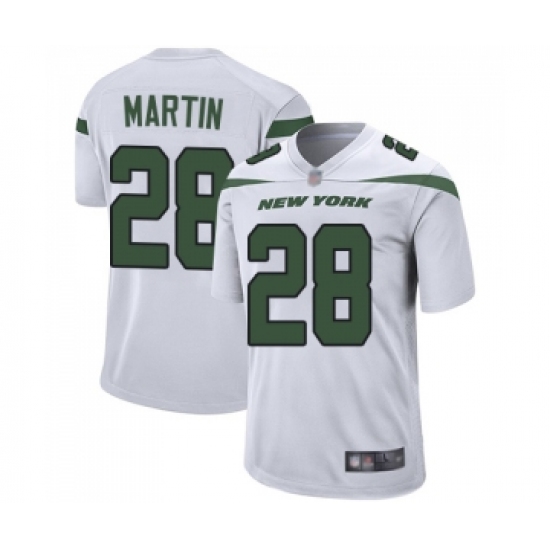 Men's New York Jets 28 Curtis Martin Game White Football Jersey