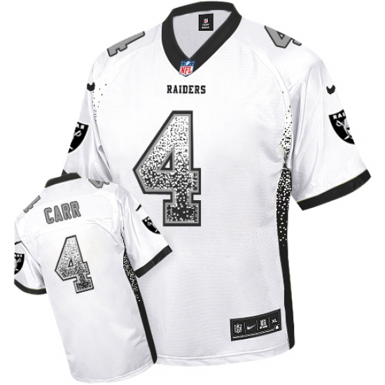 Men's Nike Oakland Raiders 4 Derek Carr Elite White Drift Fashion NFL Jersey