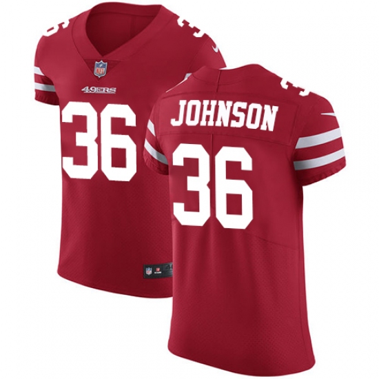 Men's Nike San Francisco 49ers 36 Dontae Johnson Red Team Color Vapor Untouchable Elite Player NFL Jersey