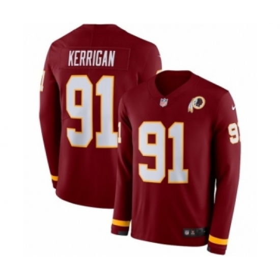 Men's Nike Washington Redskins 91 Ryan Kerrigan Limited Burgundy Therma Long Sleeve NFL Jersey