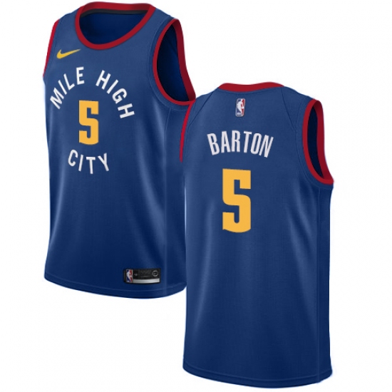 Men's Nike Denver Nuggets 5 Will Barton Authentic Light Blue Alternate NBA Jersey Statement Edition