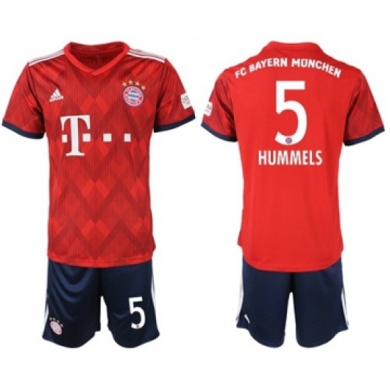 Bayern Munchen 5 Hummels Home Soccer Club Jersey