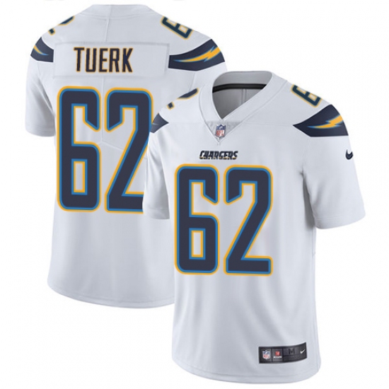 Men's Nike Los Angeles Chargers 62 Max Tuerk White Vapor Untouchable Limited Player NFL Jersey