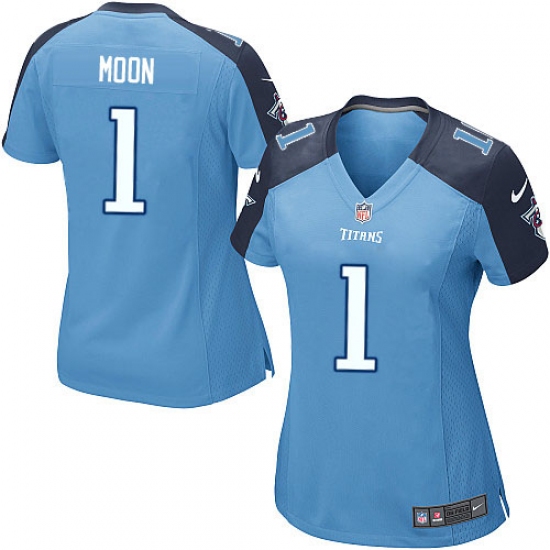 Women's Nike Tennessee Titans 1 Warren Moon Game Light Blue Team Color NFL Jersey