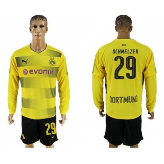 Dortmund 29 Schmelzer Home Long Sleeves Soccer Club Jersey
