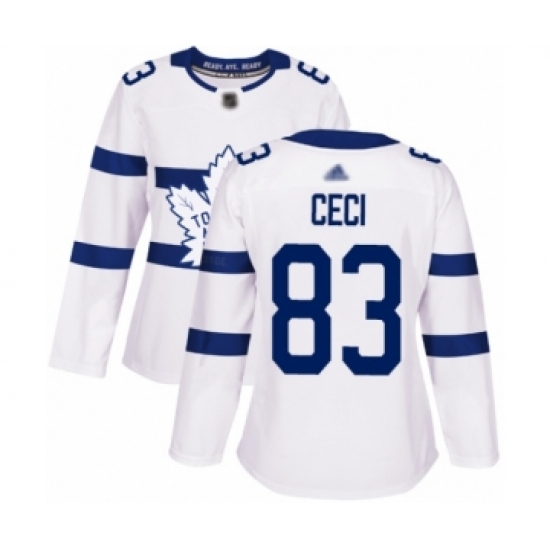 Women's Toronto Maple Leafs 83 Cody Ceci Authentic White 2018 Stadium Series Hockey Jersey