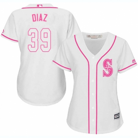 Women's Majestic Seattle Mariners 39 Edwin Diaz Replica White Fashion Cool Base MLB Jersey