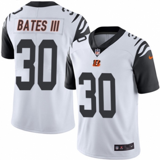 Men's Nike Cincinnati Bengals 30 Jessie Bates III Elite White Rush Vapor Untouchable NFL Jersey