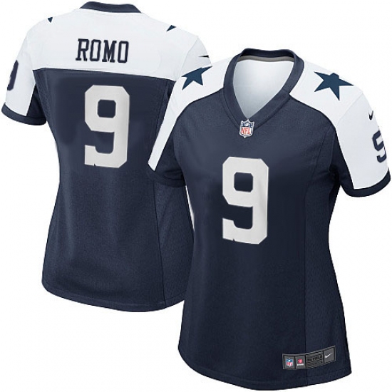 Women's Nike Dallas Cowboys 9 Tony Romo Game Navy Blue Throwback Alternate NFL Jersey