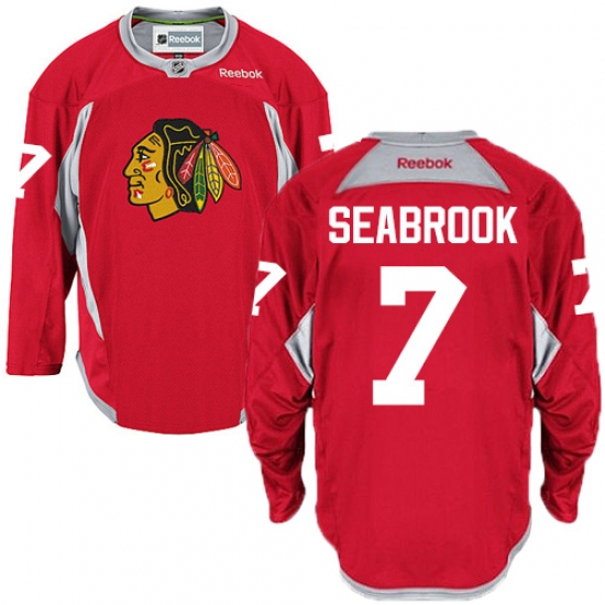Men's Reebok Chicago Blackhawks 7 Brent Seabrook Authentic Red Practice NHL Jersey