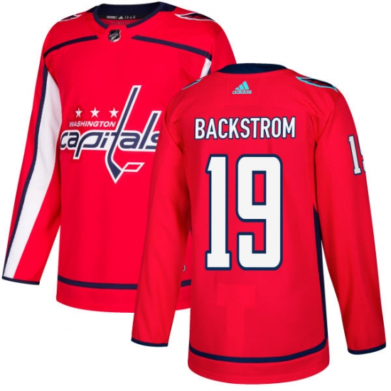 Men's Adidas Washington Capitals 19 Nicklas Backstrom Authentic Red Home NHL Jersey