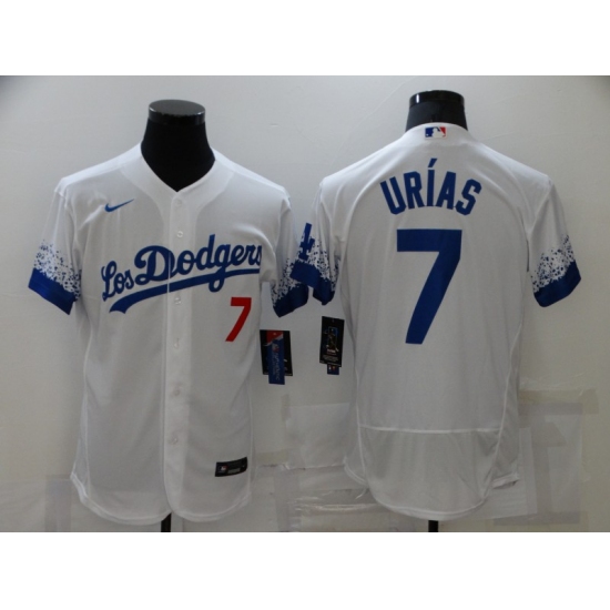 Men's Los Angeles Dodgers 7 Julio Urias White Elite City Player Jersey