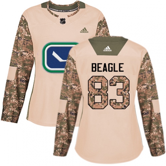 Women's Adidas Vancouver Canucks 83 Jay Beagle Authentic Camo Veterans Day Practice NHL Jersey