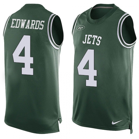 Men's Nike New York Jets 4 Lac Edwards Limited Green Player Name & Number Tank Top NFL Jersey