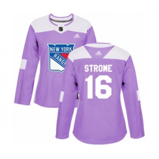 Women's New York Rangers 16 Ryan Strome Authentic Purple Fights Cancer Practice Hockey Jersey