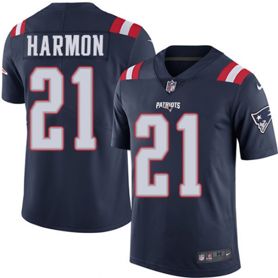 Men's Nike New England Patriots 21 Duron Harmon Limited Navy Blue Rush Vapor Untouchable NFL Jersey