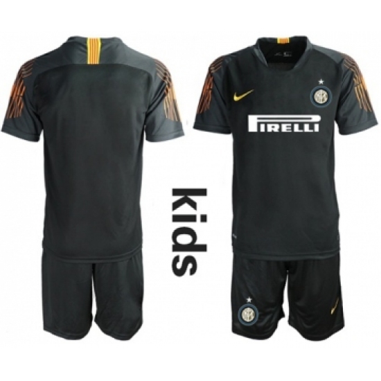 Inter Milan Blank Black Goalkeeper Kid Soccer Club Jersey