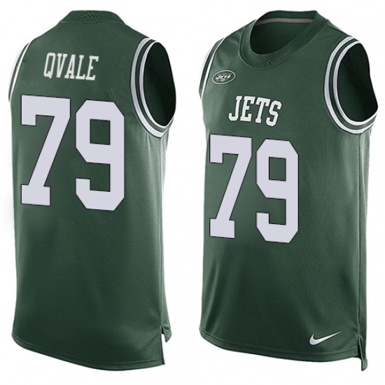 Men's Nike New York Jets 79 Brent Qvale Limited Green Player Name & Number Tank Top NFL Jersey