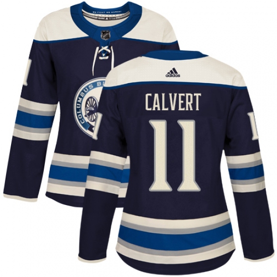 Women's Adidas Columbus Blue Jackets 11 Matt Calvert Authentic Navy Blue Alternate NHL Jersey